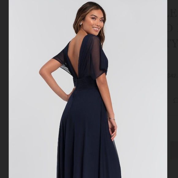 Kleinfeld Flutter-Sleeve Long Bridesmaid Dress Size 18 NWT $179 - Picture 3 of 3